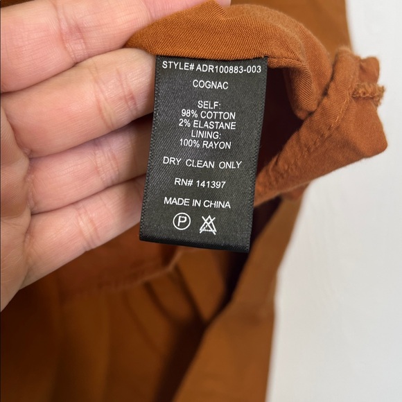 Astr The Label - Cognac Ruched Flounce Button Down Long Sleeve Mini Dress Medium - Picture 7 of 10